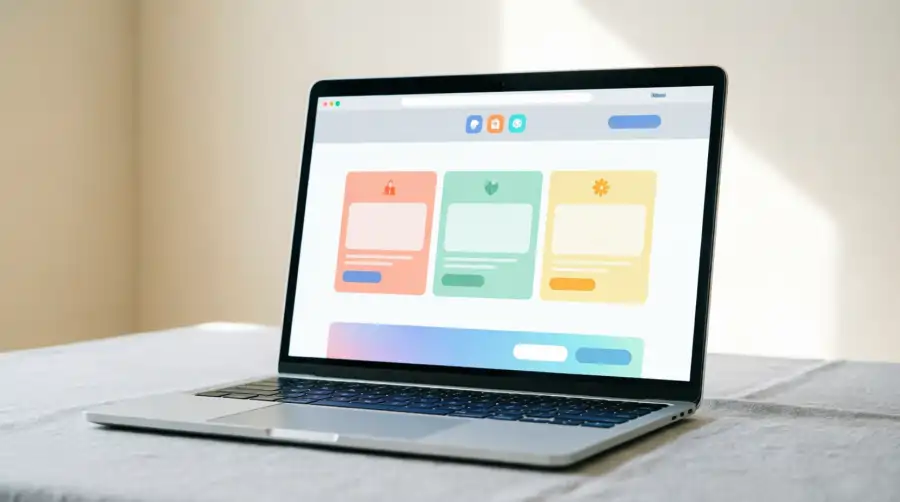 Web Design концепция — ноутбук с современным веб-интерфейсом