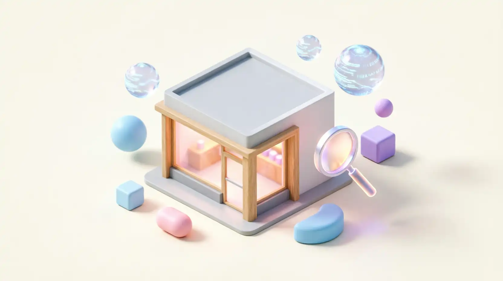 3D-иллюстрация изображающая современный малый бизнес